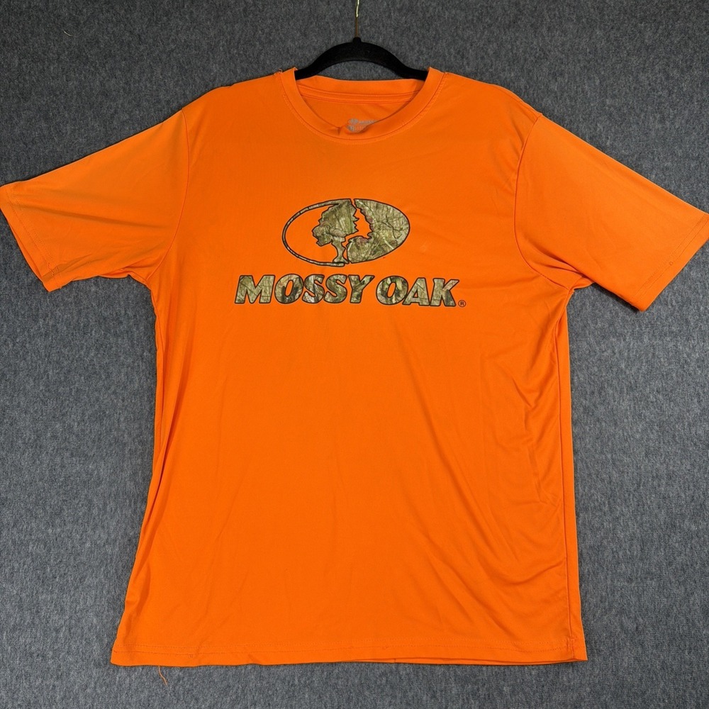 Mossy Oak Shirt Men's M Short Sleeve Orange Crew Neck Casual Graphic Tee